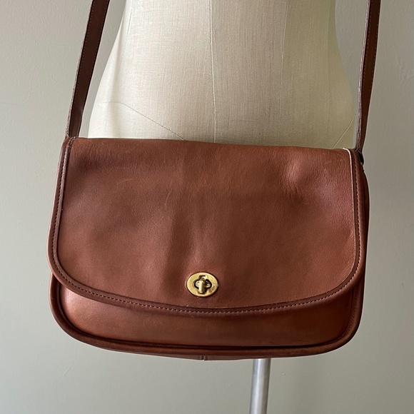 Vintage Coach City Bag 9790 British Tan Leather Purse Crossbody Bag Made in USA - Picture 7 of 13